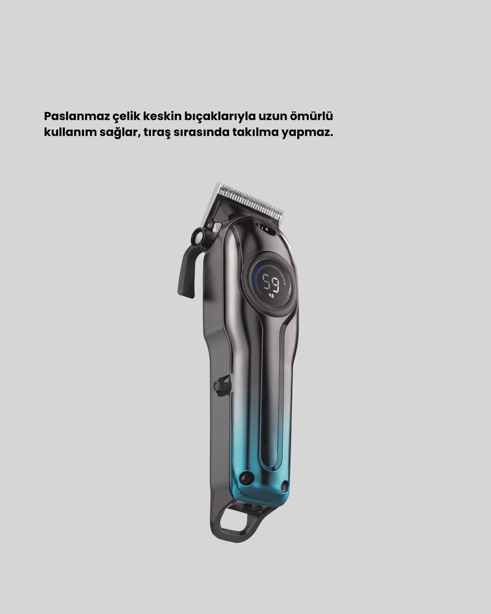 Profesyonel Saç Kesme Makinesi – 2000 mAh Şarjlı LCD Ekranlı 3 Profesyonel Saç Kesme Makinesi – 2000 mAh Şarjlı LCD Ekranlı - Görsel 3