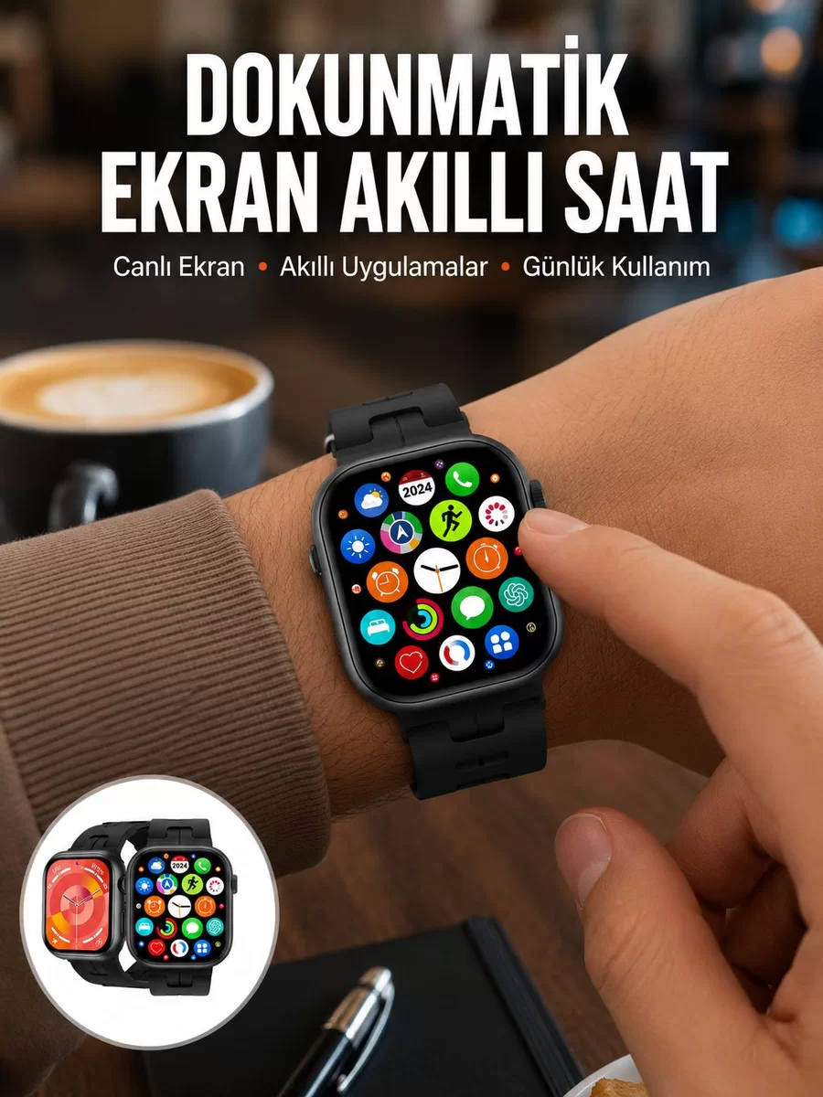Akıllı Saat Android ve İOS Uyumlu Plastik Kordon Yeni Seri 1 Akıllı Saat Android ve İOS Uyumlu Plastik Kordon Yeni Seri