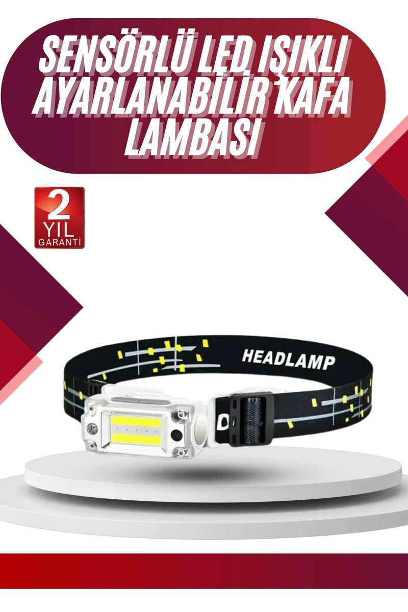 Yüksek Işıklı Şarjlı ve Sensörlü LED Kafa Lambası Kamp Lambası 1 Yüksek Işıklı Şarjlı ve Sensörlü LED Kafa Lambası Kamp Lambası