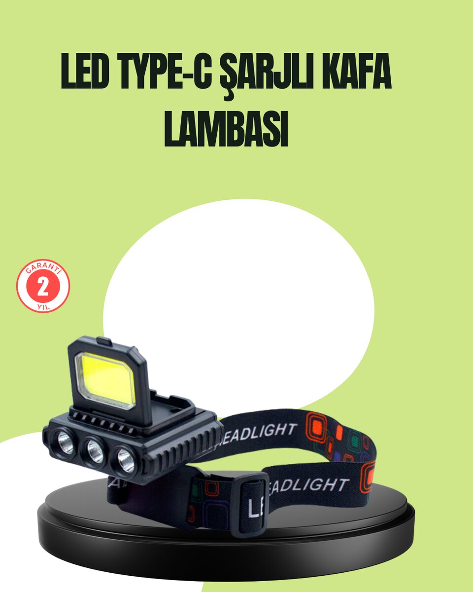 800 Lumen Çok Fonksiyonlu LED Kafa Lambası Type C Şarjlı 1 800 Lumen Çok Fonksiyonlu LED Kafa Lambası Type C Şarjlı