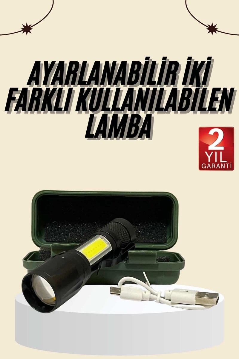 Uzun Menzilli Şarjlı El Feneri Uzun Ömürlü Led Işık Lamba 1 Uzun Menzilli Şarjlı El Feneri Uzun Ömürlü Led Işık Lamba
