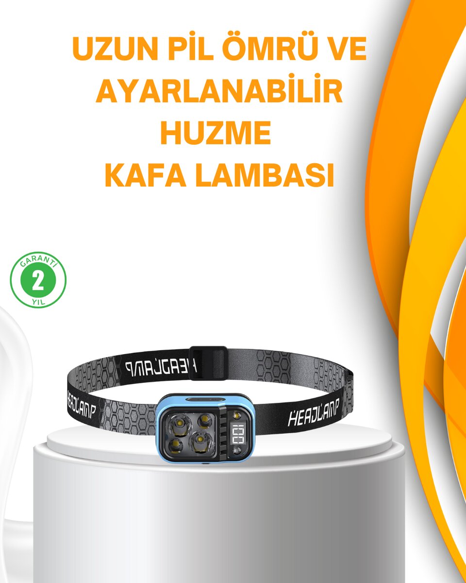Su Geçirmez LED Kafa Lambası 53 Çalışma Modu Güç Ekranlı 1 Su Geçirmez LED Kafa Lambası 53 Çalışma Modu Güç Ekranlı
