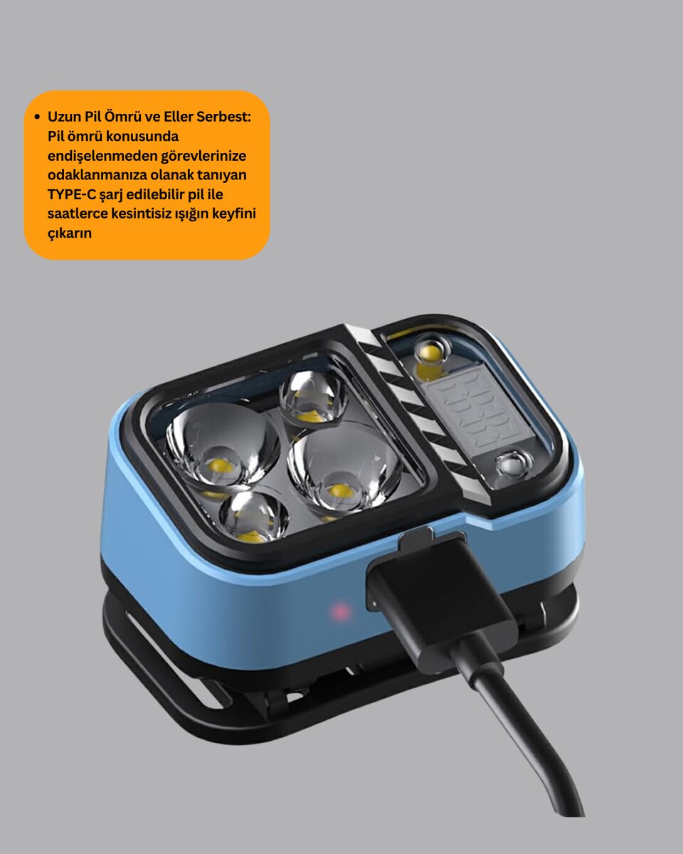 Type C Şarjlı LED Kafa Lambası Güç Göstergeli 53 Modlu 3 Type C Şarjlı LED Kafa Lambası Güç Göstergeli 53 Modlu - Görsel 3