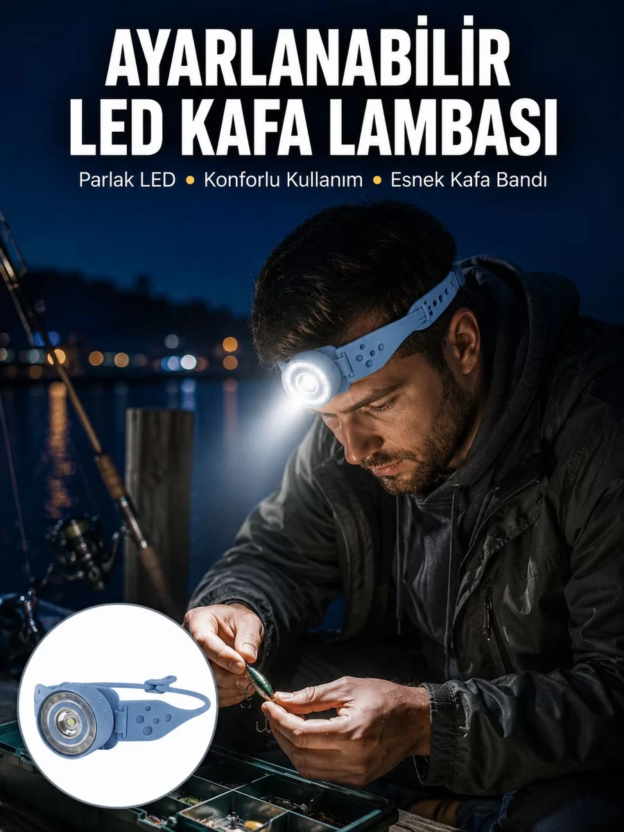 Kampçı Kafa Lambası Su Geçirmez Çok Modlu LED Yeni Nesil 1 Kampçı Kafa Lambası Su Geçirmez Çok Modlu LED Yeni Nesil
