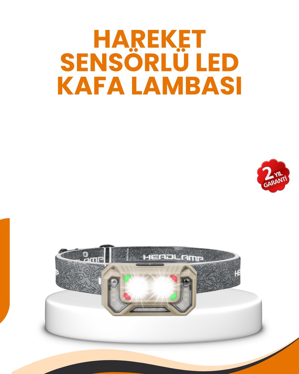 Uzun Menzilli Sensörlü LED Kafa Lambası Kamp ve Yürüyüş 1 Uzun Menzilli Sensörlü LED Kafa Lambası Kamp ve Yürüyüş