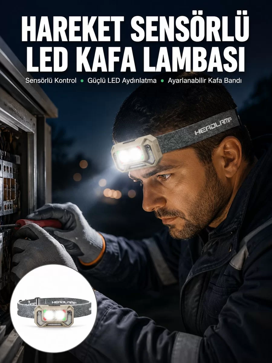 Şarjlı Wave Sensörlü LED Kafa Feneri Outdoor Kullanım Yeni Nesil 1 Şarjlı Wave Sensörlü LED Kafa Feneri Outdoor Kullanım Yeni Nesil