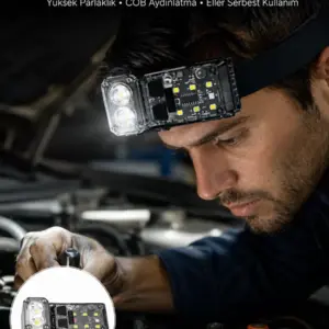 3 Fonksiyonlu LED Far El Feneri Çalışma Lambası Uzun Pil Ömürlü Yeni Nesil