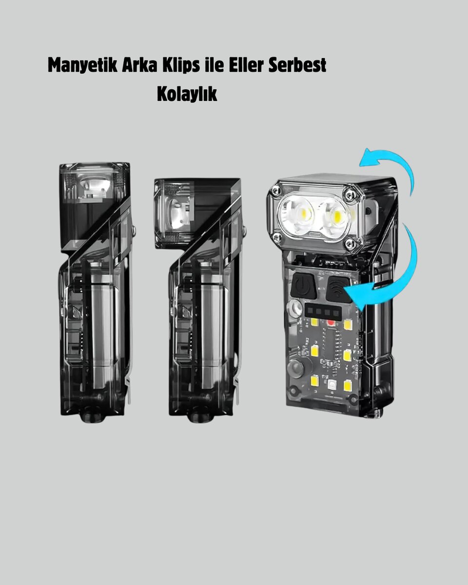 3’ü 1 Arada LED Far Şarj Edilebilir Sensörlü Manyetik 10 Saat Kullanım 3 3’ü 1 Arada LED Far Şarj Edilebilir Sensörlü Manyetik 10 Saat Kullanım - Görsel 3