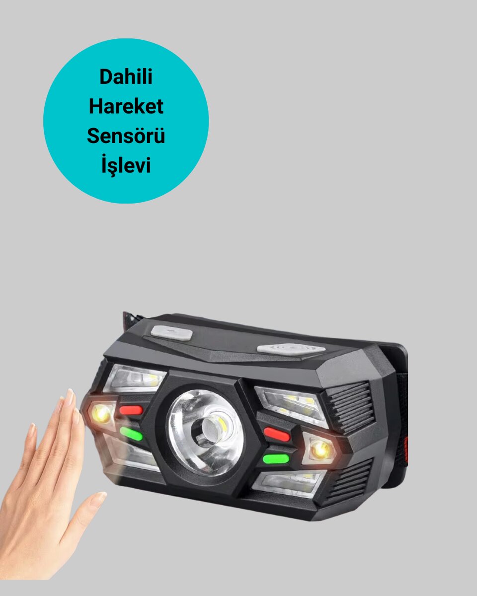 Kamp ve Yürüyüş İçin Sensörlü LED Kafa Feneri Ayarlanabilir 3 Kamp ve Yürüyüş İçin Sensörlü LED Kafa Feneri Ayarlanabilir - Görsel 3