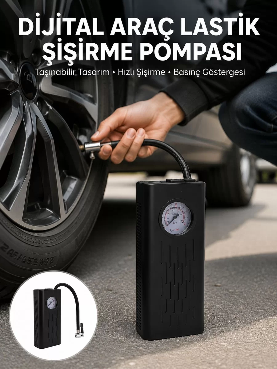 Type-C Şarjlı Güçlü Elektrikli Kompresör Motosiklet Oto Bisiklet İçin Yeni Nesil 1 Type-C Şarjlı Güçlü Elektrikli Kompresör Motosiklet Oto Bisiklet İçin Yeni Nesil