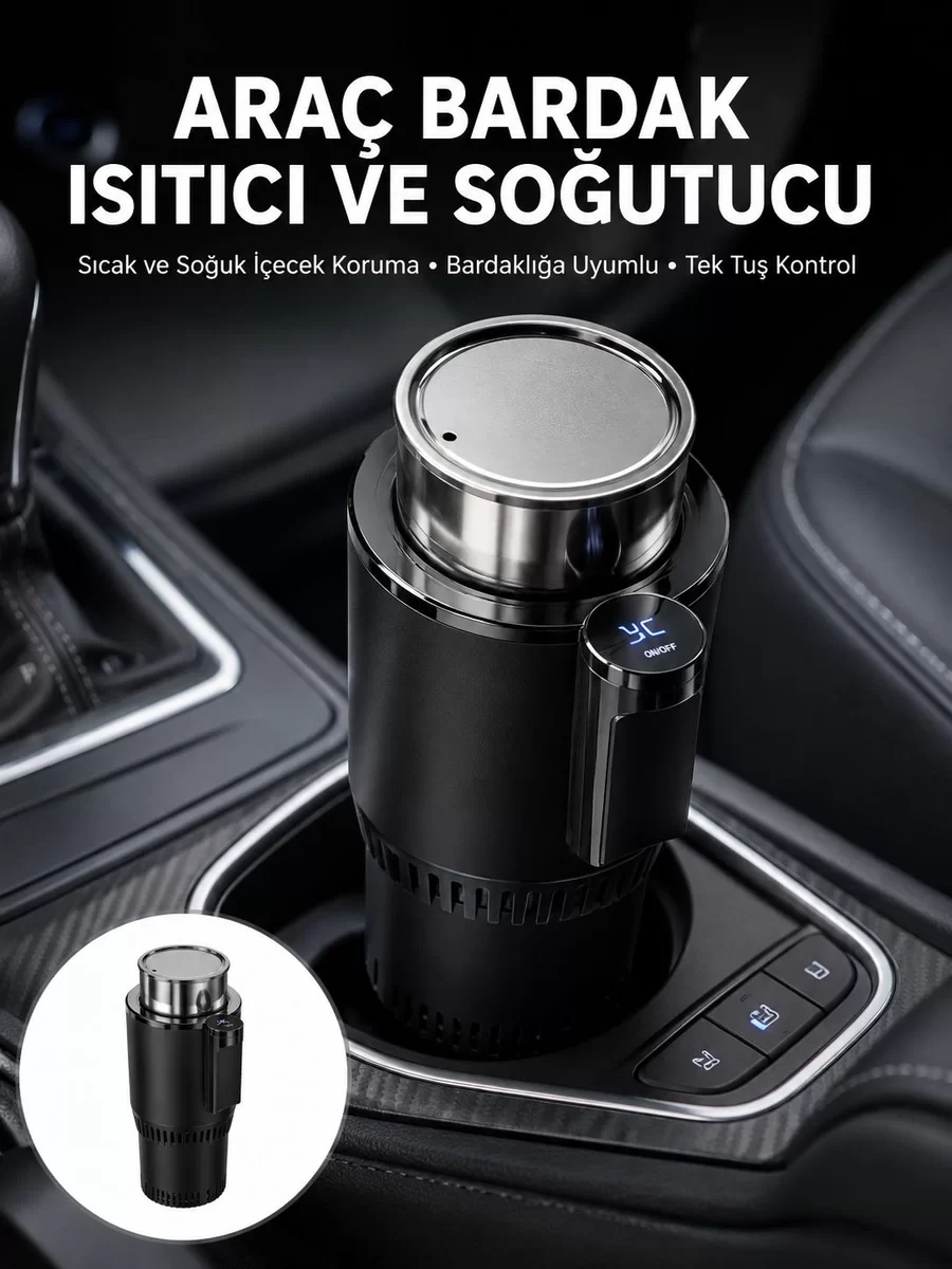 Isıtma Soğutma Özellikli Araç Bardaklığı Çakmak Girişli Akıllı Yeni Nesil 1 Isıtma Soğutma Özellikli Araç Bardaklığı Çakmak Girişli Akıllı Yeni Nesil