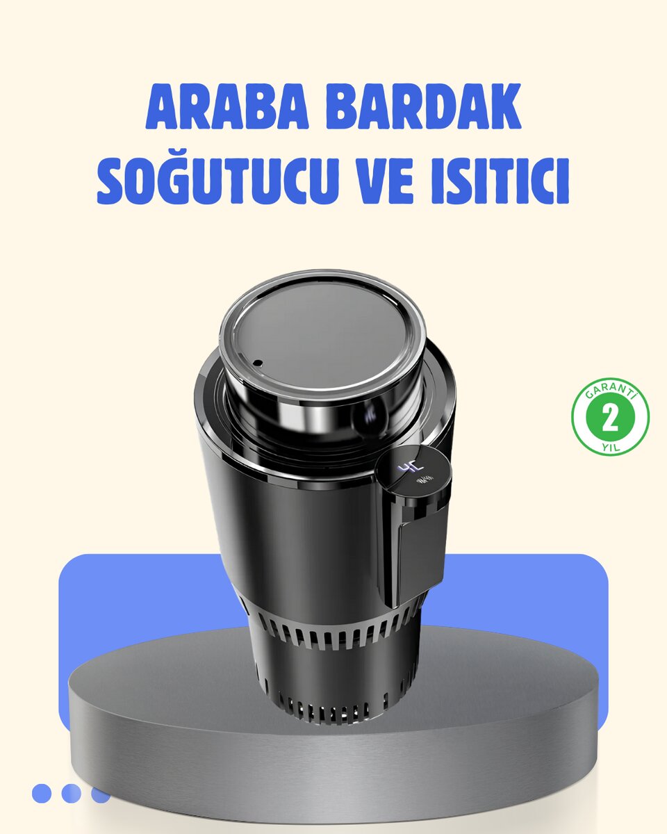 Araç İçi Akıllı Bardaklık Isıtıcı Soğutucu Dijital Ekranlı 1 Araç İçi Akıllı Bardaklık Isıtıcı Soğutucu Dijital Ekranlı