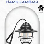 Geometrik Tasarımlı Vintage Kamp Lambası – Type-C Şarj, Ayarlanabilir Parlaklık