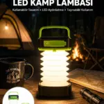 Katlanabilir Kamp Lambası Akordiyon Lamba Şarjlı 3 Kademeli Solar Yeni Nesil