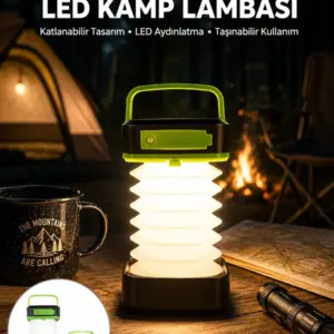 Katlanabilir Kamp Lambası Akordiyon Lamba Şarjlı 3 Kademeli Solar Yeni Nesil