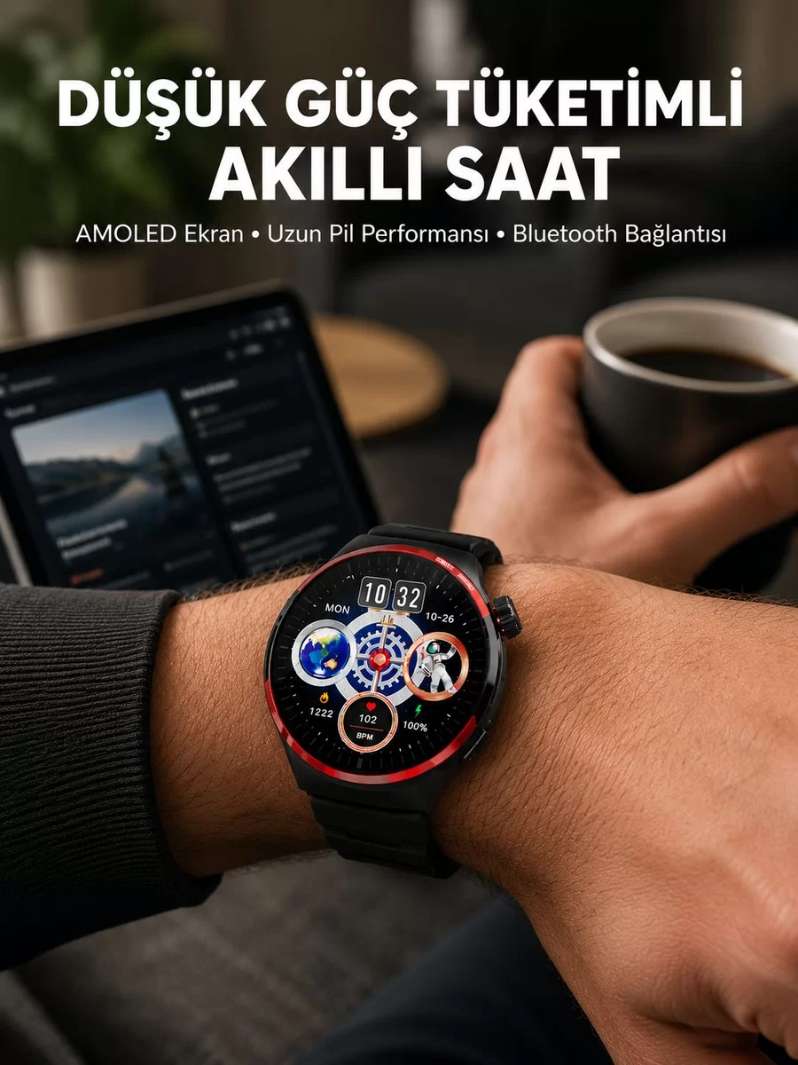 Dokunmatik Akıllı Saat Kablosuz Şarj AMOLED Ekran Yeni Nesil 1 Dokunmatik Akıllı Saat Kablosuz Şarj AMOLED Ekran Yeni Nesil