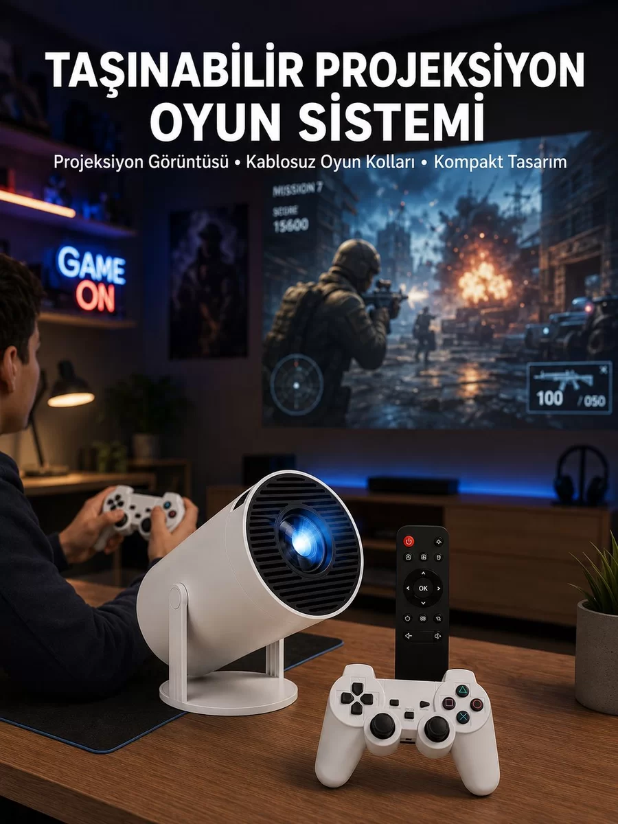 Oyun Konsolu Uyumlu Kablosuz Projeksiyon Cihazı Ev Sinema Deneyimi Yeni Nesil 1 Oyun Konsolu Uyumlu Kablosuz Projeksiyon Cihazı Ev Sinema Deneyimi Yeni Nesil