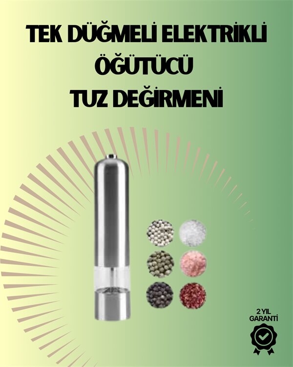 Pilli Otomatik Baharat Değirmeni Gıda Sınıfı Çelik Sessiz Öğütücü Alet 1 Pilli Otomatik Baharat Değirmeni Gıda Sınıfı Çelik Sessiz Öğütücü Alet