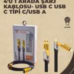4'ü 1 Arada Metal Hızlı Veri Kablosu – 65W Güç, 27W iPhone Desteği, 480Mbps Aktarım
