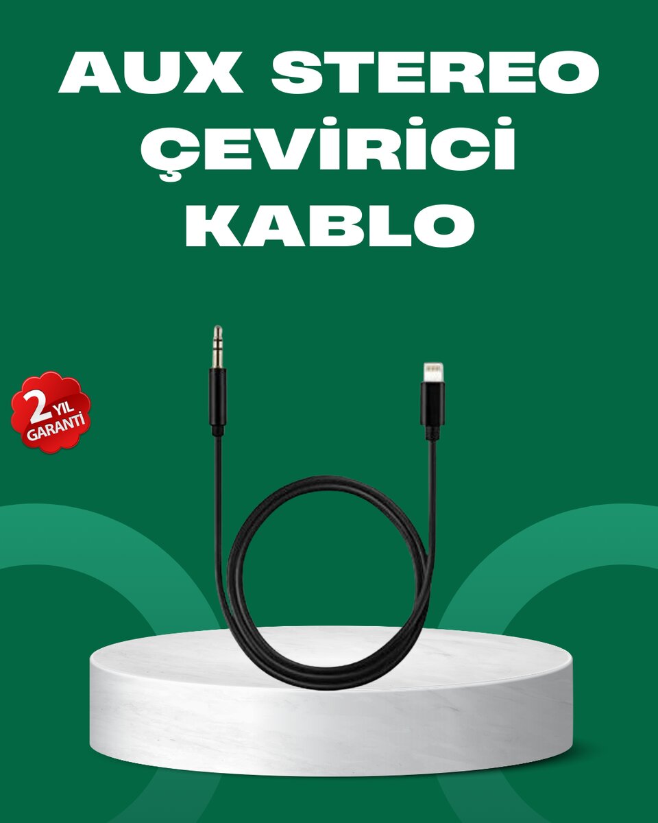 Lightning to 3.5mm Aux Ses Dönüştürücü Kablo 1 Metre Stereo Uyumlu 1 Lightning to 3.5mm Aux Ses Dönüştürücü Kablo 1 Metre Stereo Uyumlu