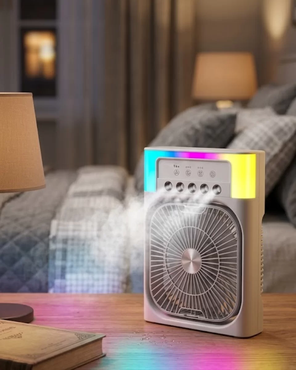Mini Klima Fan Su Hazneli USB Şarjlı Sessiz Masaüstü Soğutucu 1 Mini Klima Fan Su Hazneli USB Şarjlı Sessiz Masaüstü Soğutucu