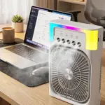 USB Şarjlı Masaüstü Soğutucu Fan Su Püskürtmeli Renkli Işıklı