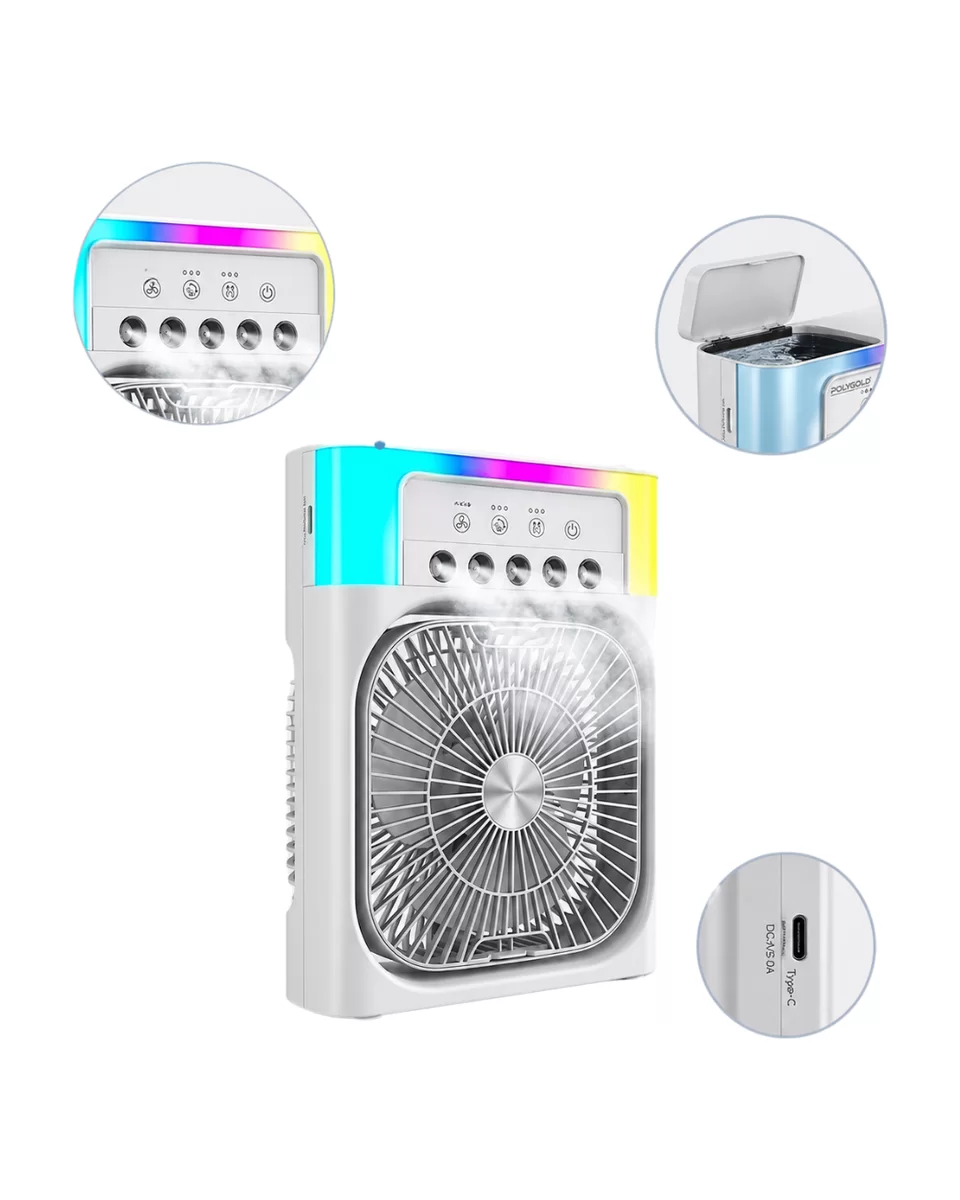 Su Püskürtmeli Mini Klima Fan USB Şarjlı Masaüstü Soğutucu RGB Işıklı 4 Su Püskürtmeli Mini Klima Fan USB Şarjlı Masaüstü Soğutucu RGB Işıklı - Görsel 4
