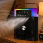 RGB Işıklı Buharlı Masaüstü Fan Sessiz Çalışan USB Şarjlı Taşınabilir Fan