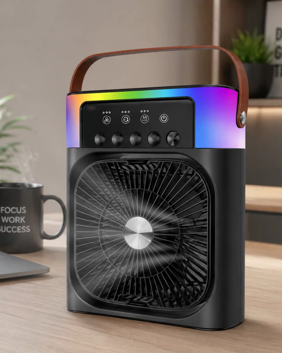 Taşınabilir Sprey Fan RGB Işıklı Mini Klima Soğutucu Nemlendirici USB Şarjlı 1 Taşınabilir Sprey Fan RGB Işıklı Mini Klima Soğutucu Nemlendirici USB Şarjlı