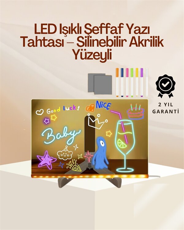 Çocuklar İçin Renkli LED Mesaj Tahtası – Neon Kalemli Eğlenceli ve Yaratıcı Yazı Panosu 1 Çocuklar İçin Renkli LED Mesaj Tahtası – Neon Kalemli Eğlenceli ve Yaratıcı Yazı Panosu