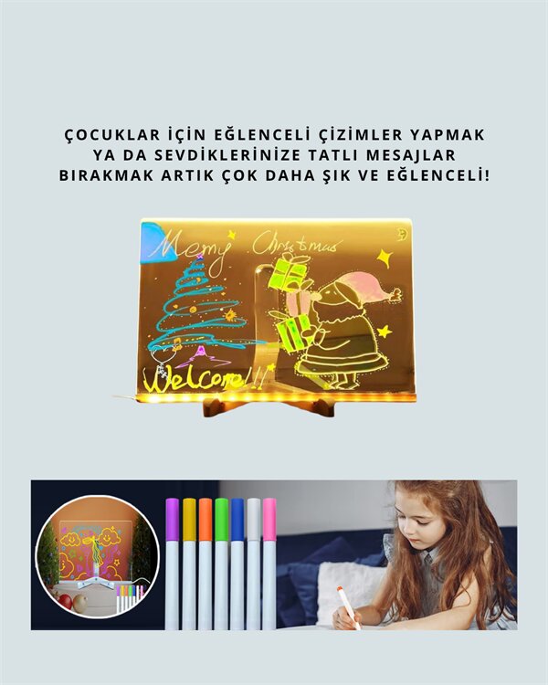 Çocuklar İçin Renkli LED Mesaj Tahtası – Neon Kalemli Eğlenceli ve Yaratıcı Yazı Panosu 4 Çocuklar İçin Renkli LED Mesaj Tahtası – Neon Kalemli Eğlenceli ve Yaratıcı Yazı Panosu - Görsel 4