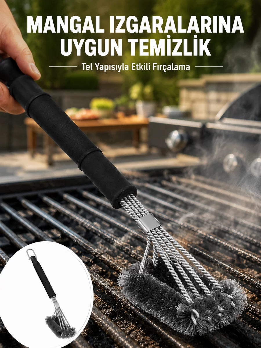 Uzun Saplı Izgara Temizleme Fırçası Çelik Telli Yeni Nesil 1 Uzun Saplı Izgara Temizleme Fırçası Çelik Telli Yeni Nesil