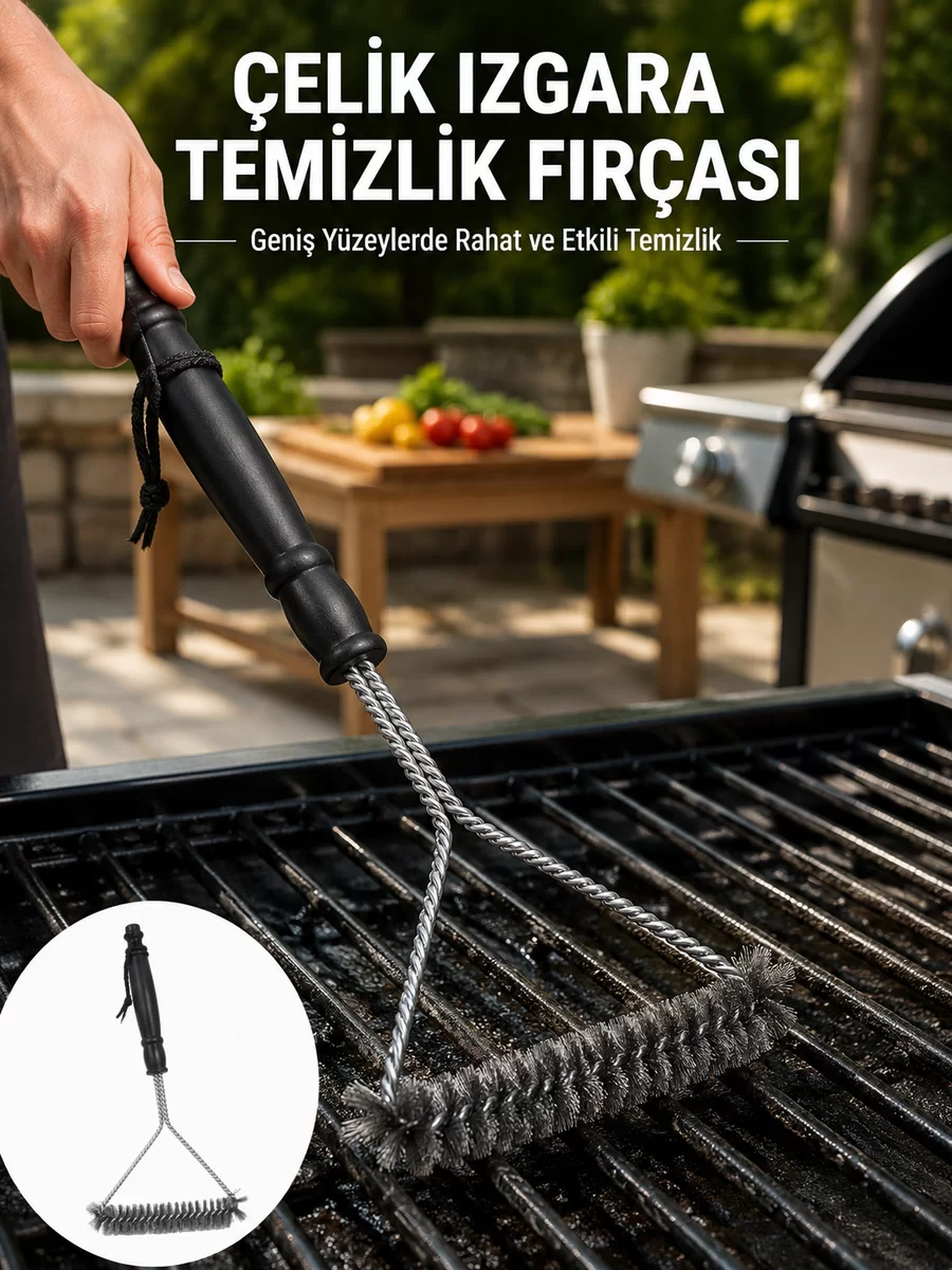 Uzun Saplı Paslanmaz Çelik Izgara Temizlik Fırçası Yeni Nesil 1 Uzun Saplı Paslanmaz Çelik Izgara Temizlik Fırçası Yeni Nesil