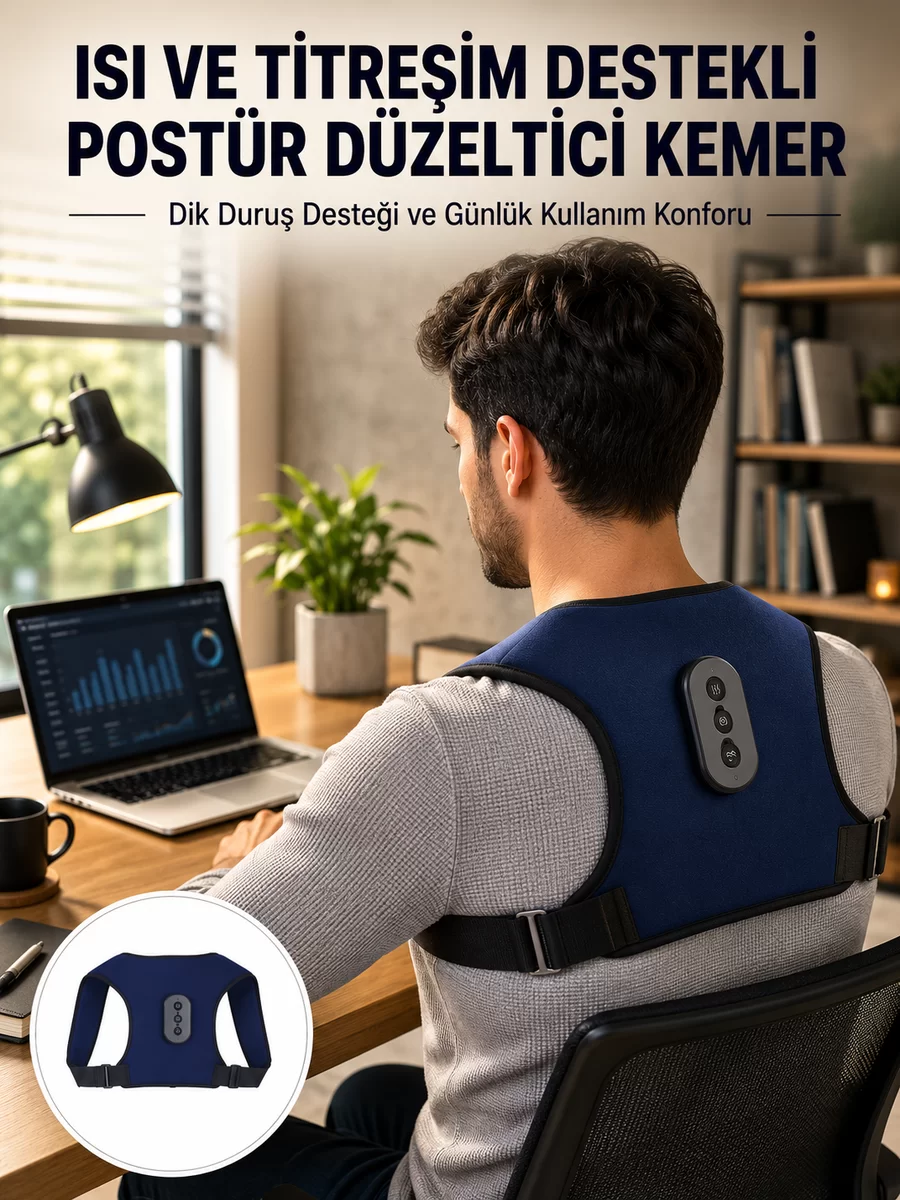 Postür Düzeltici Masaj Kemeri Titreşim Isıtma ve Destek Sistemi Yeni Nesil 1 Postür Düzeltici Masaj Kemeri Titreşim Isıtma ve Destek Sistemi Yeni Nesil
