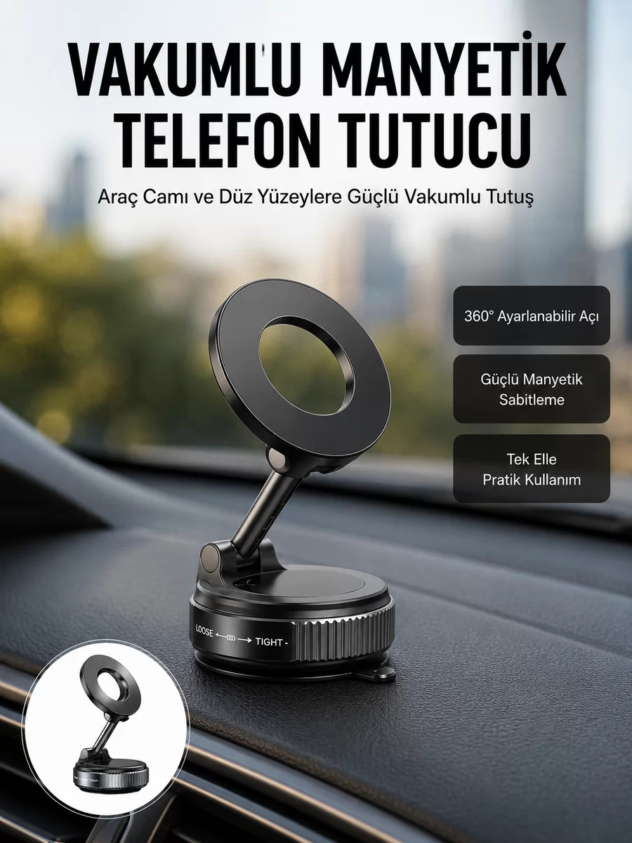 360 Derece Ayarlanabilir Manyetik Araç Telefon Standı Yeni Nesil 1 360 Derece Ayarlanabilir Manyetik Araç Telefon Standı Yeni Nesil
