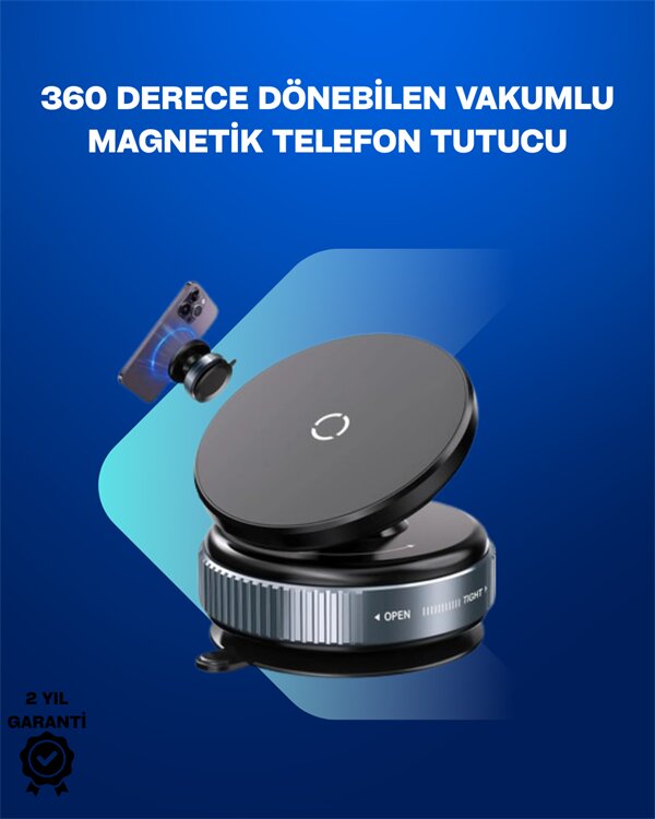 Güçlü Manyetik Tutuşlu 360° Döner Araç Telefon Tutucu – Vakumlu Montajlı 1 Güçlü Manyetik Tutuşlu 360° Döner Araç Telefon Tutucu – Vakumlu Montajlı