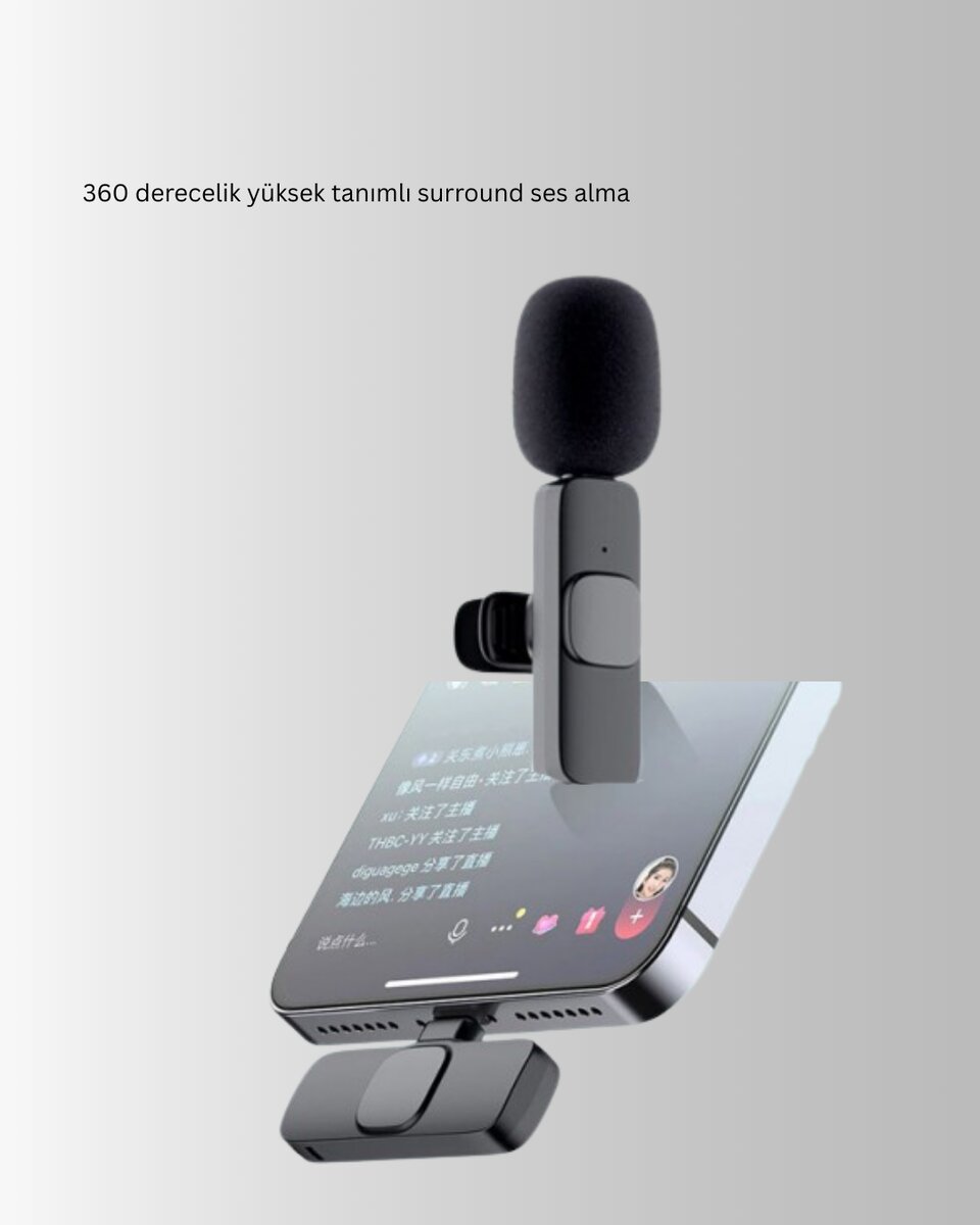 Çift Mikrofonlu Kablosuz Kayıt Seti iPhone Uyumlu Mini Mikrofon 2 Çift Mikrofonlu Kablosuz Kayıt Seti iPhone Uyumlu Mini Mikrofon - Görsel 2