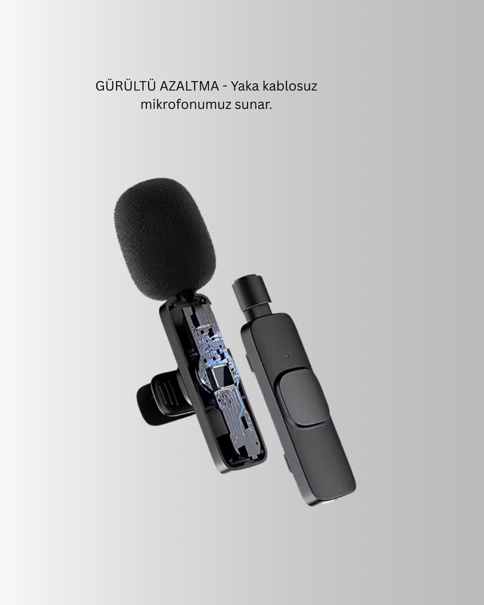 iPhone Uyumlu Çift Mikrofonlu Kablosuz Yaka Seti Profesyonel Ses 4 iPhone Uyumlu Çift Mikrofonlu Kablosuz Yaka Seti Profesyonel Ses - Görsel 4