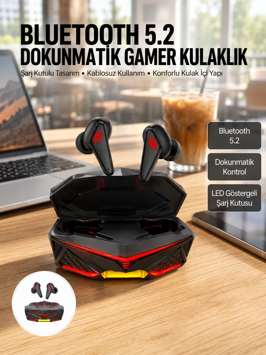 Dokunmatik Kontrol Tws Işıklı Kulakiçi Bluetooth Kulaklık Kablosuz Oyuncu Kulaklığı Yeni Nesil 1 Dokunmatik Kontrol Tws Işıklı Kulakiçi Bluetooth Kulaklık Kablosuz Oyuncu Kulaklığı Yeni Nesil