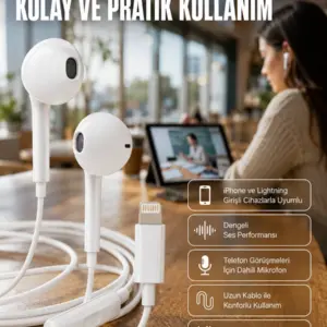 Konforlu Ergonomik Kare Tasarımlı Müzik ve Çağrı Kulaklığı Yeni Nesil