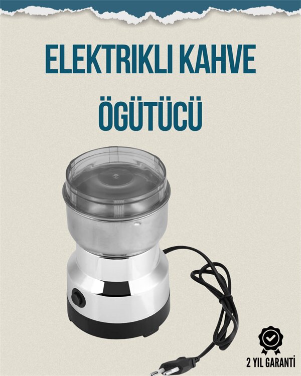Kompakt Elektrikli Kahve ve Baharat Öğütücü | 14500 Devir, Şeffaf Kapaklı, Hediye İçin İdeal 1 Kompakt Elektrikli Kahve ve Baharat Öğütücü | 14500 Devir, Şeffaf Kapaklı, Hediye İçin İdeal