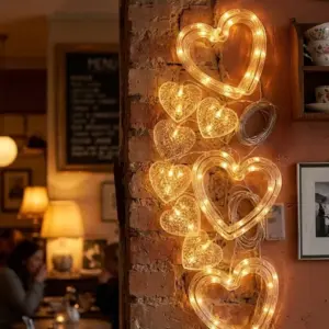 Dekoratif Kalp LED Neon Lamba Romantik Oda Balkon ve Masa Üstü Işığı