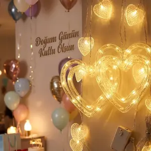 Romantik Kalp LED Işık Neon Görünümlü Dekoratif Oda Lambası