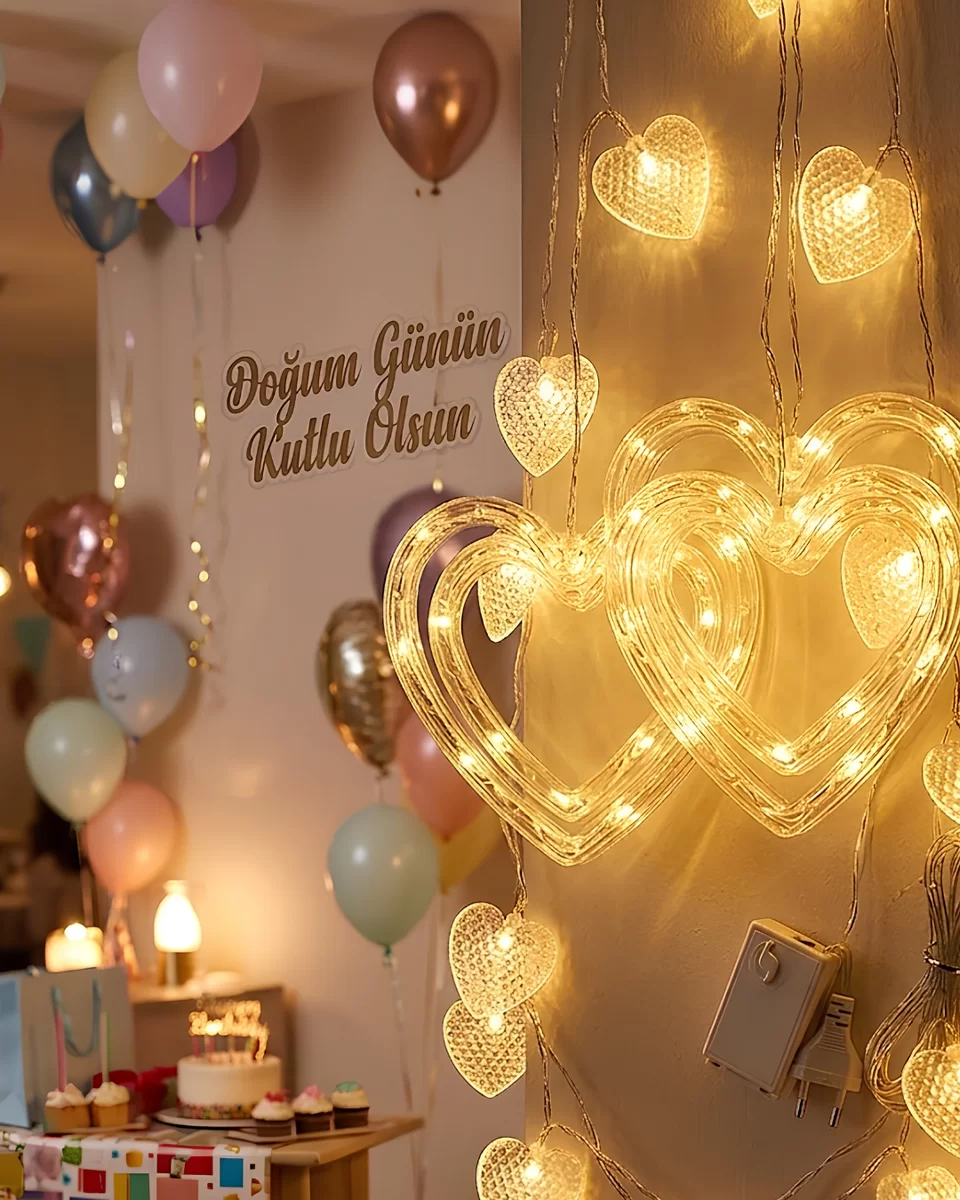 Romantik Kalp LED Işık Neon Görünümlü Dekoratif Oda Lambası 1 Romantik Kalp LED Işık Neon Görünümlü Dekoratif Oda Lambası