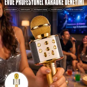 Karaoke Mikrofon Dahili Hoparlörlü Sd-usb-aux Girişli Bluetooth Hoparlör