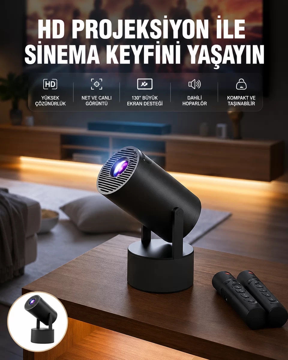 Akıllı Projeksiyon Cihazı Karaoke Mikrofonlu 1080P Android Yeni Nesil 1 Akıllı Projeksiyon Cihazı Karaoke Mikrofonlu 1080P Android Yeni Nesil