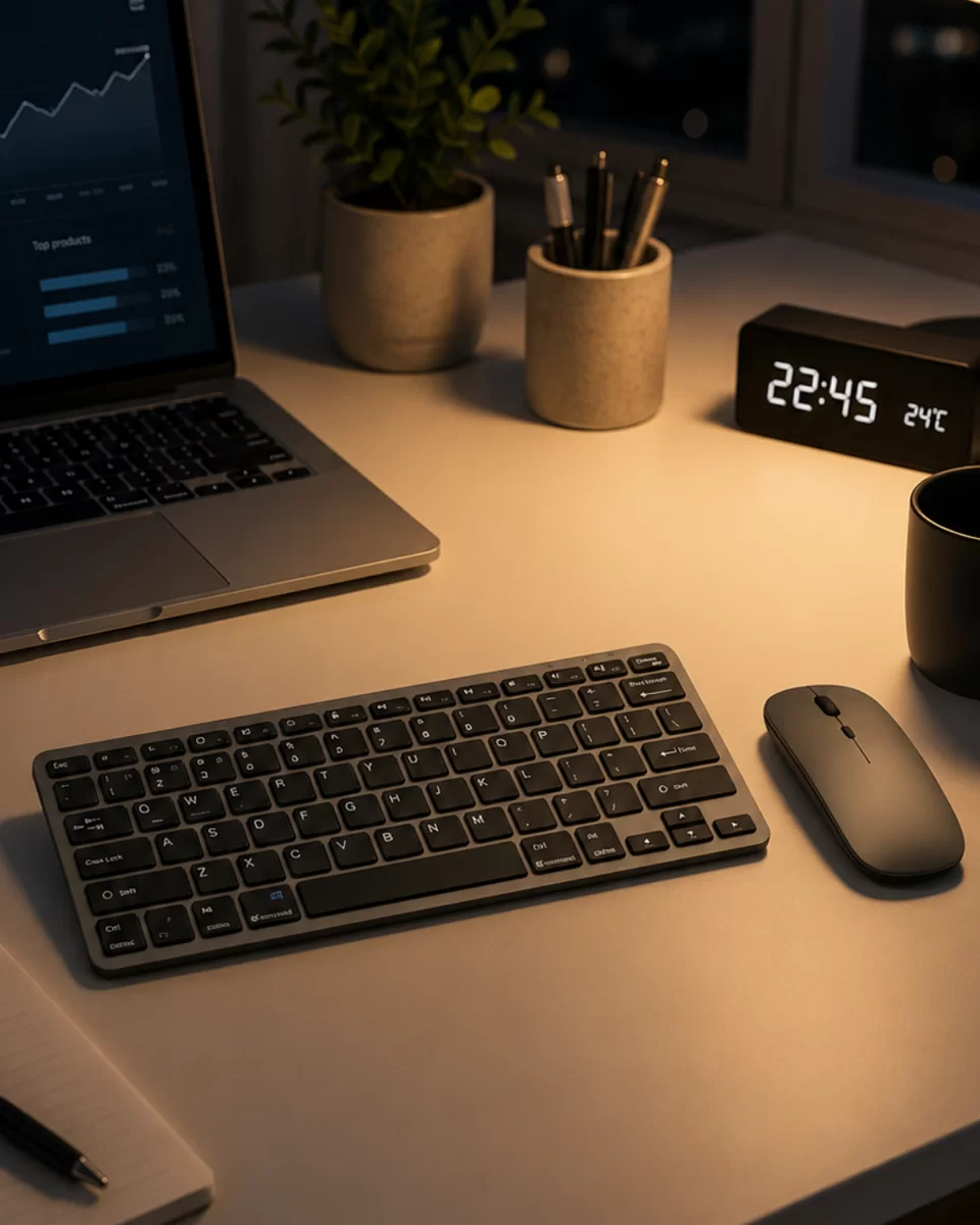 Telefon Tablet ve Bilgisayar Uyumlu Kablosuz Klavye Mouse Kombini 1 Telefon Tablet ve Bilgisayar Uyumlu Kablosuz Klavye Mouse Kombini