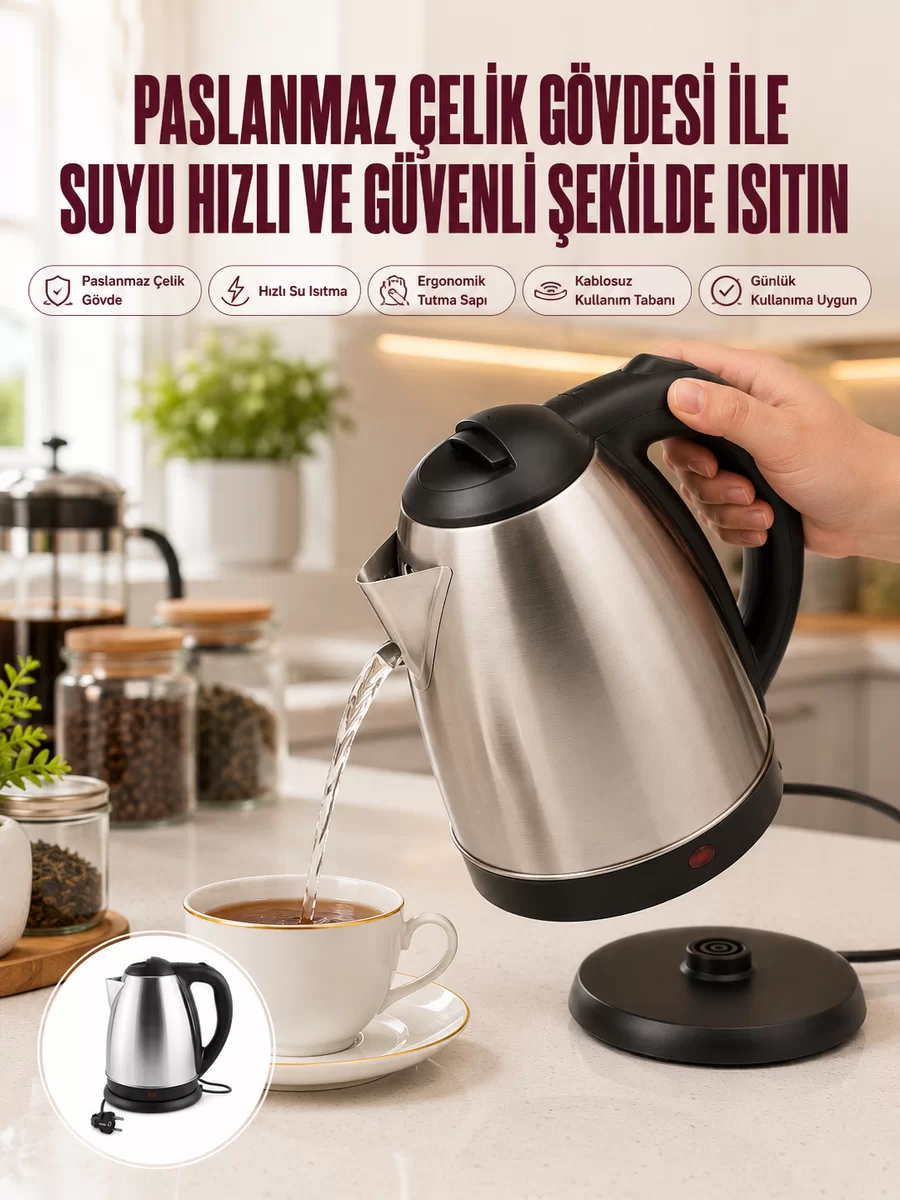 Çelik Su Isıtıcı Kettle Dayanıklı Paslanmaz Çelik Uzun Ömürlü 1 Çelik Su Isıtıcı Kettle Dayanıklı Paslanmaz Çelik Uzun Ömürlü