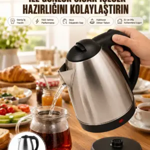 Kettle Su Isıtıcı C F Priz Uyumlu 220 - 240 V Paslanmaz Çelik Kablolu