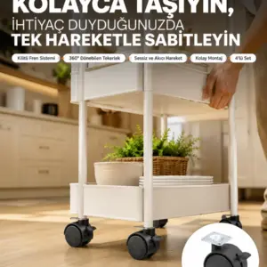 4’lü Kilitli Tekerlek Ayak 4 cm Sessiz ve Dayanıklı
